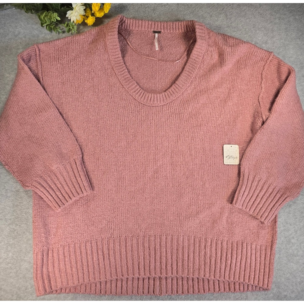 Free People Oversized Sweater S Alpine Rose Brookside Pink NWT Chunky Knit